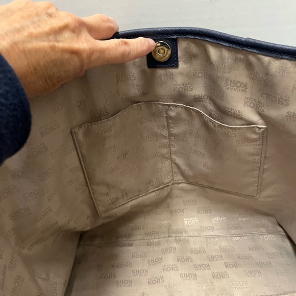 Michael Kors Blue and Gold Structured Tote - Picture 10 of 14